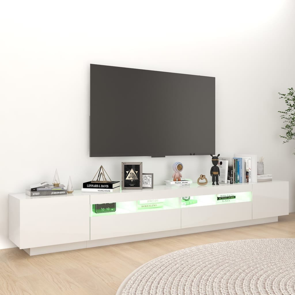 vidaXL TV-taso LED-valoilla korkeakiilto valkoinen 260x35x40 cm