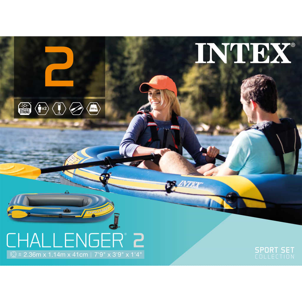 Intex Challenger 2 Täytettävä Kumivene Airoilla ja Pumpulla 68367NP