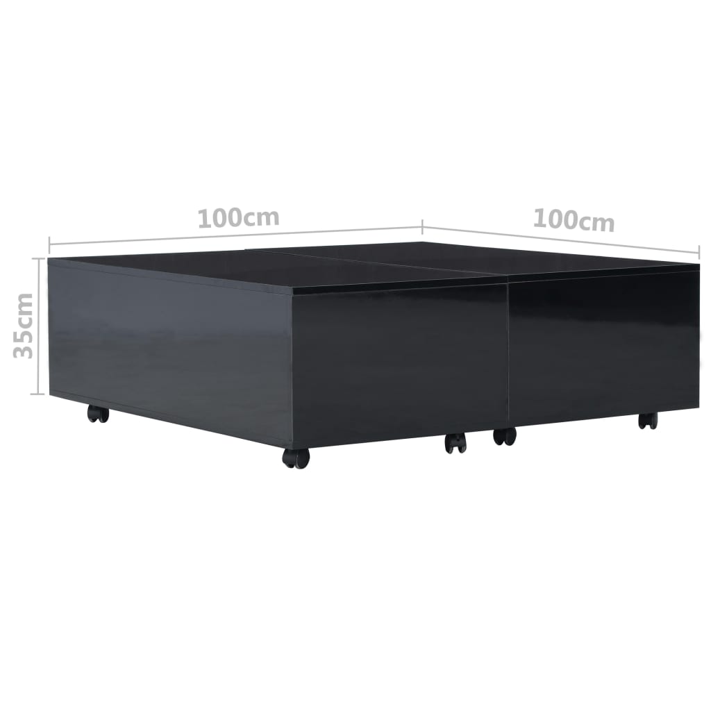 vidaXL Sohvapöytä korkeakiilto musta 100x100x35 cm