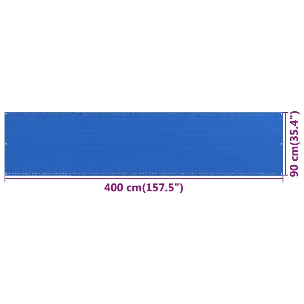 vidaXL Parvekkeen suoja sininen 90x400 cm HDPE