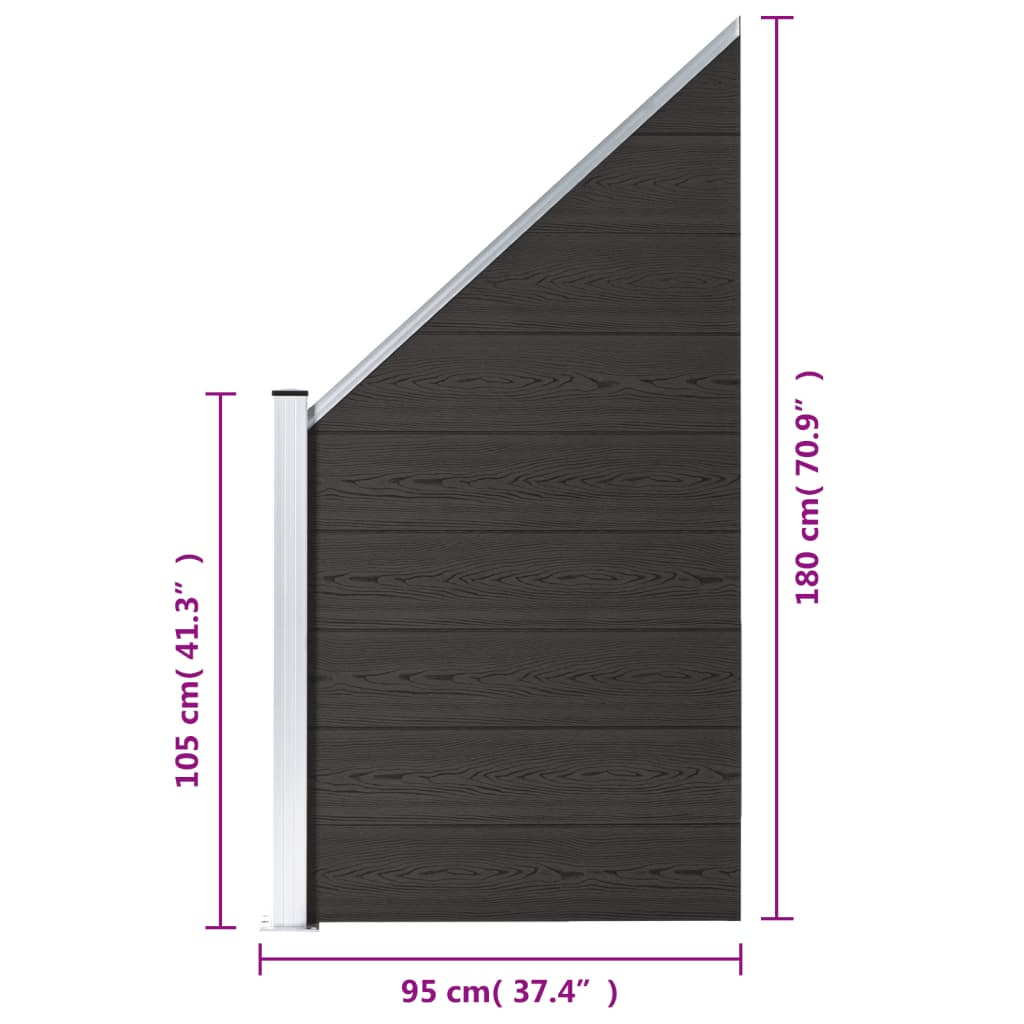 vidaXL Aitapaneeli WPC 95x(105-180) cm musta