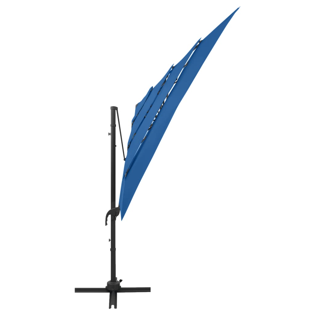 vidaXL 4-tasoinen Aurinkovarjo alumiinitanko taivaansininen 250x250 cm