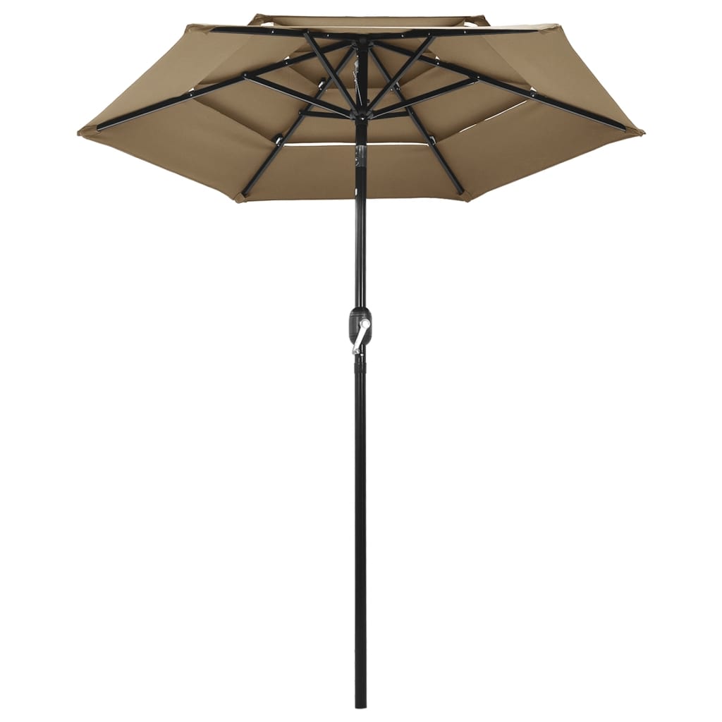 vidaXL 3-tasoinen aurinkovarjo alumiinitanko harmaanruskea 2 m
