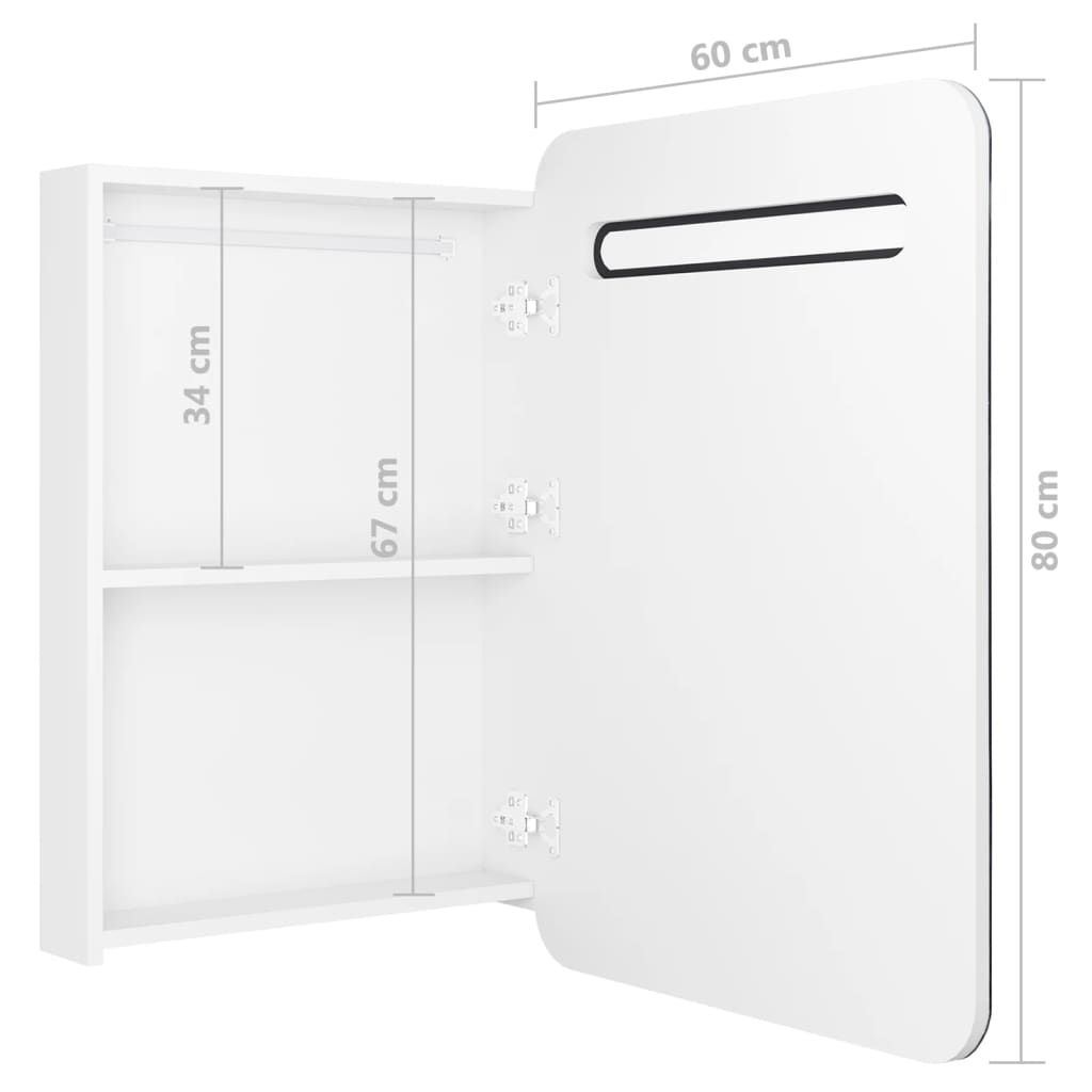 vidaXL LED kylpyhuoneen peilikaappi kiiltävä valkoinen 60x11x80 cm