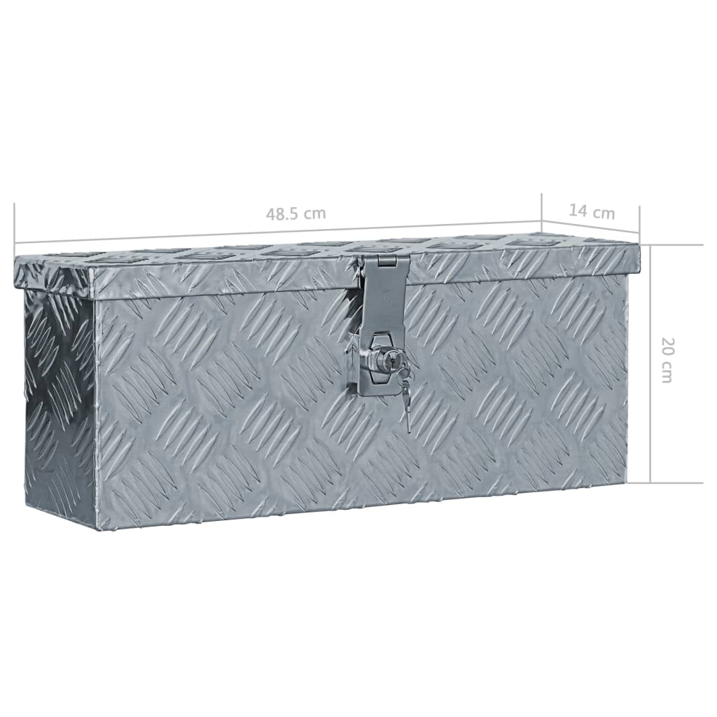 vidaXL Alumiinilaatikko 48,5x14x20 cm hopea