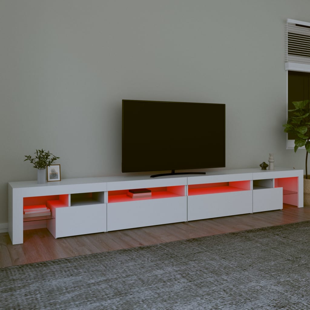 vidaXL TV-taso LED-valoilla valkoinen 290x36,5x40 cm