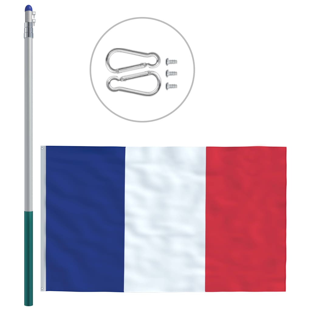 vidaXL Ranskan lippu ja tanko alumiini 6 m