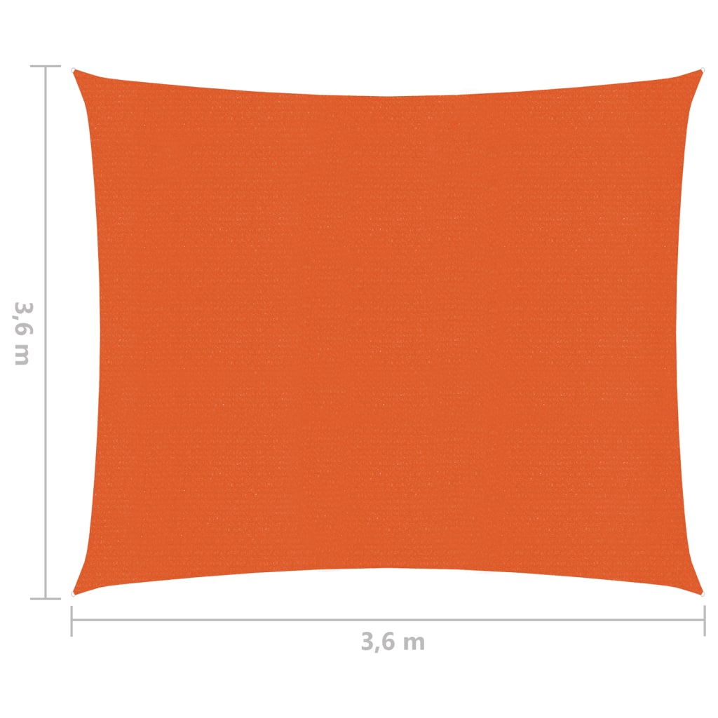 vidaXL Aurinkopurje 160 g/m² oranssi 3,6x3,6 m HDPE