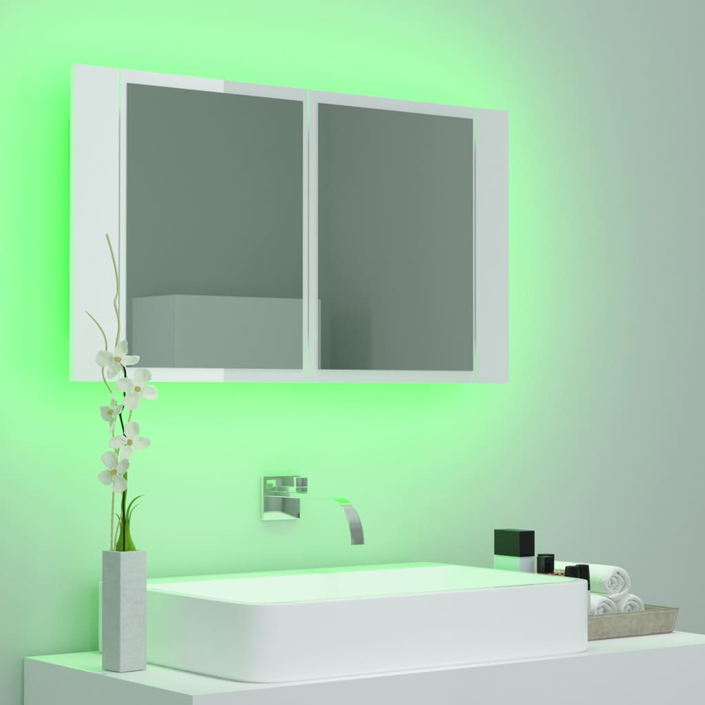 vidaXL Kylpyhuoneen LED peilikaappi korkeak. valk. 80x12x45 cm akryyli