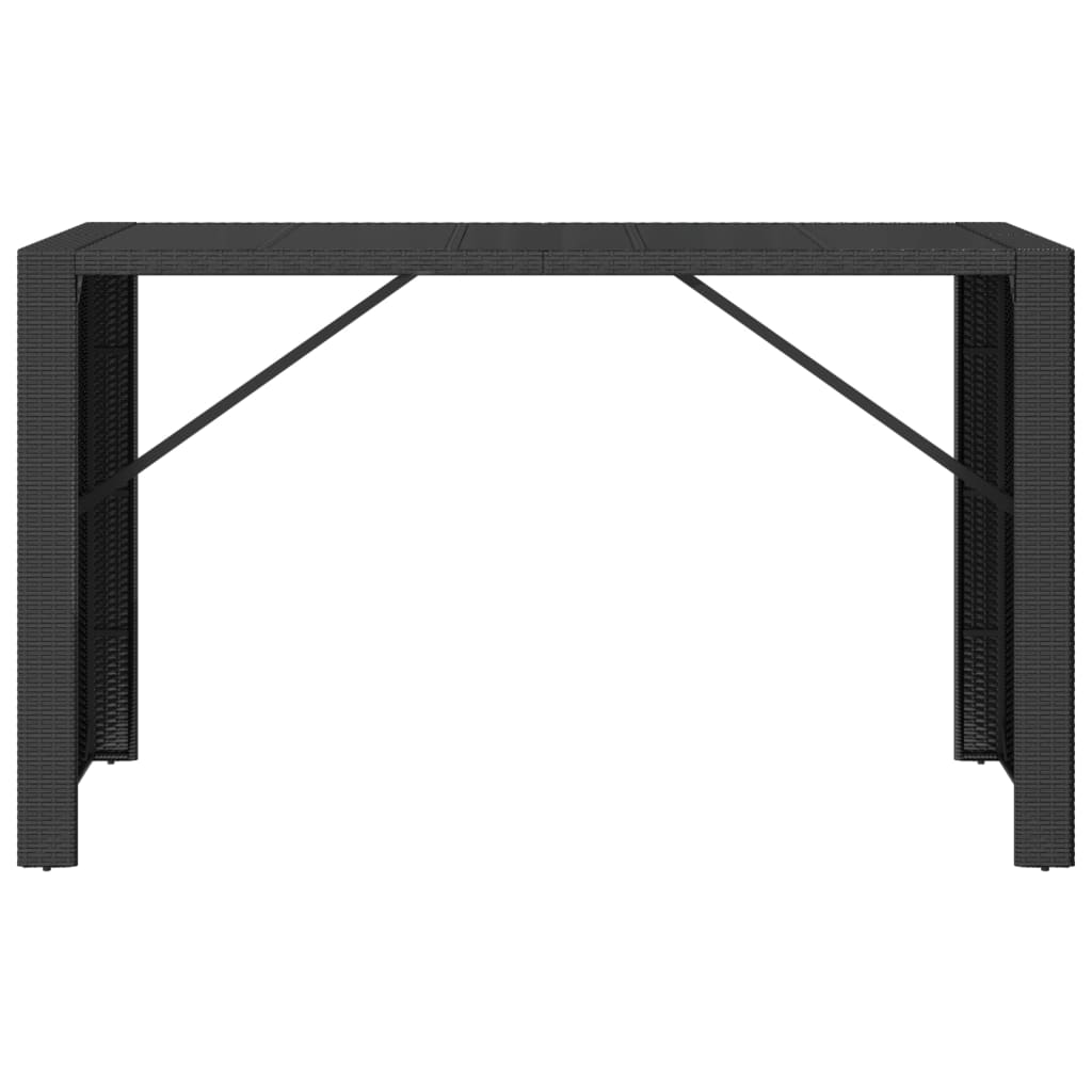 vidaXL Baaripöytä lasipöytälevyllä musta 185x80x110 cm polyrottinki