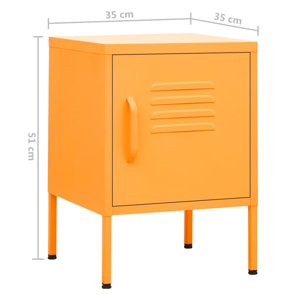 vidaXL Yöpöytä sinapinkeltainen 35x35x51 cm teräs