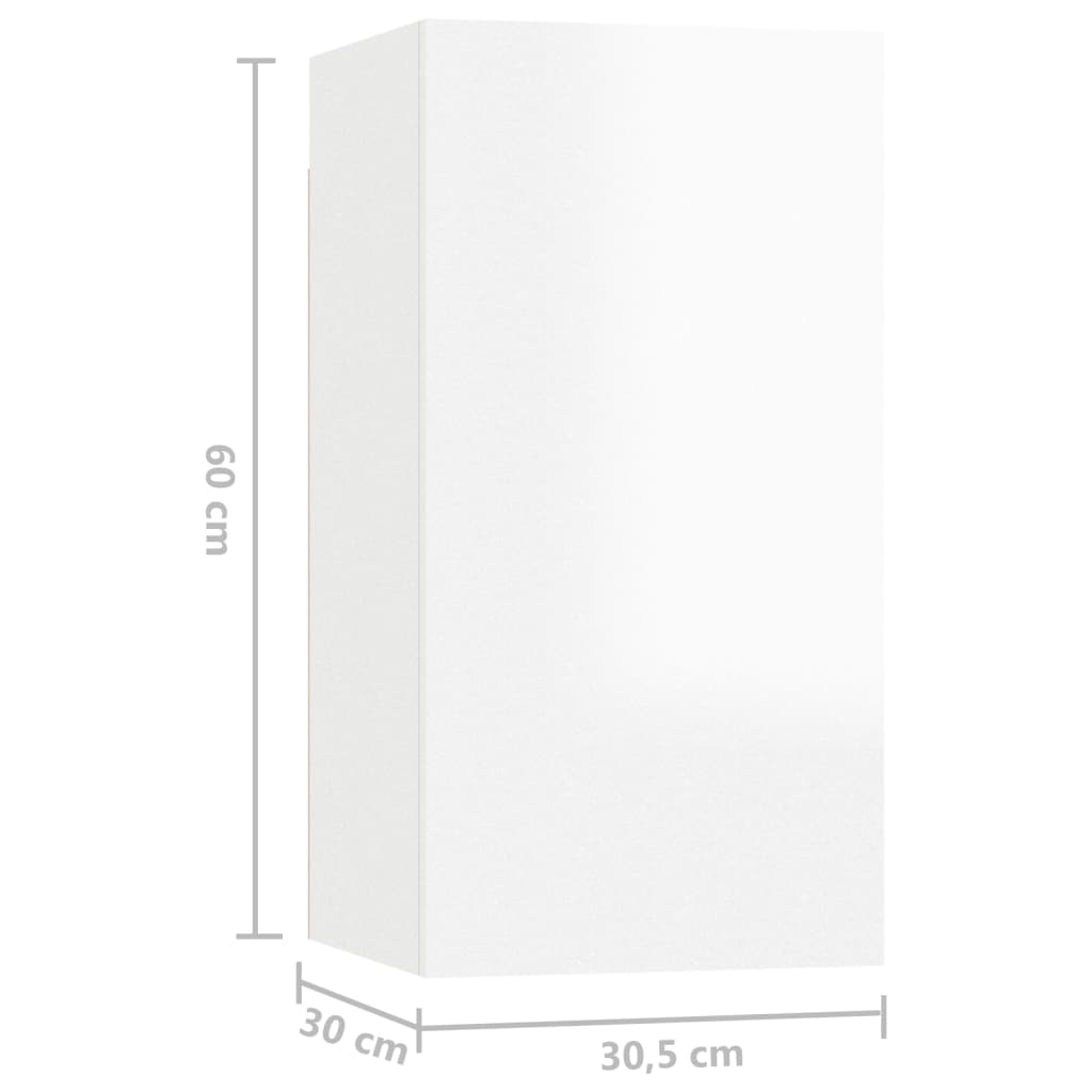 vidaXL TV-taso korkeakiilto valkoinen 30,5x30x60 cm lastulevy