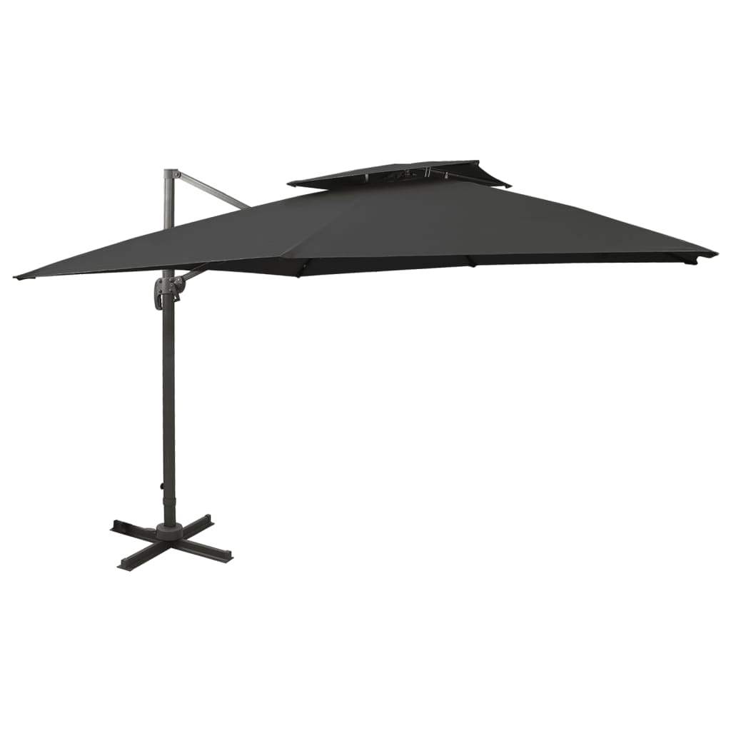 vidaXL Riippuva aurinkovarjo tuplakatolla musta 300x300 cm
