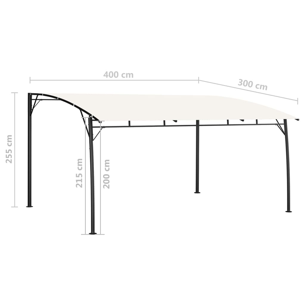 vidaXL Puutarhan aurinkokatos 4x3x2,55 m kerma