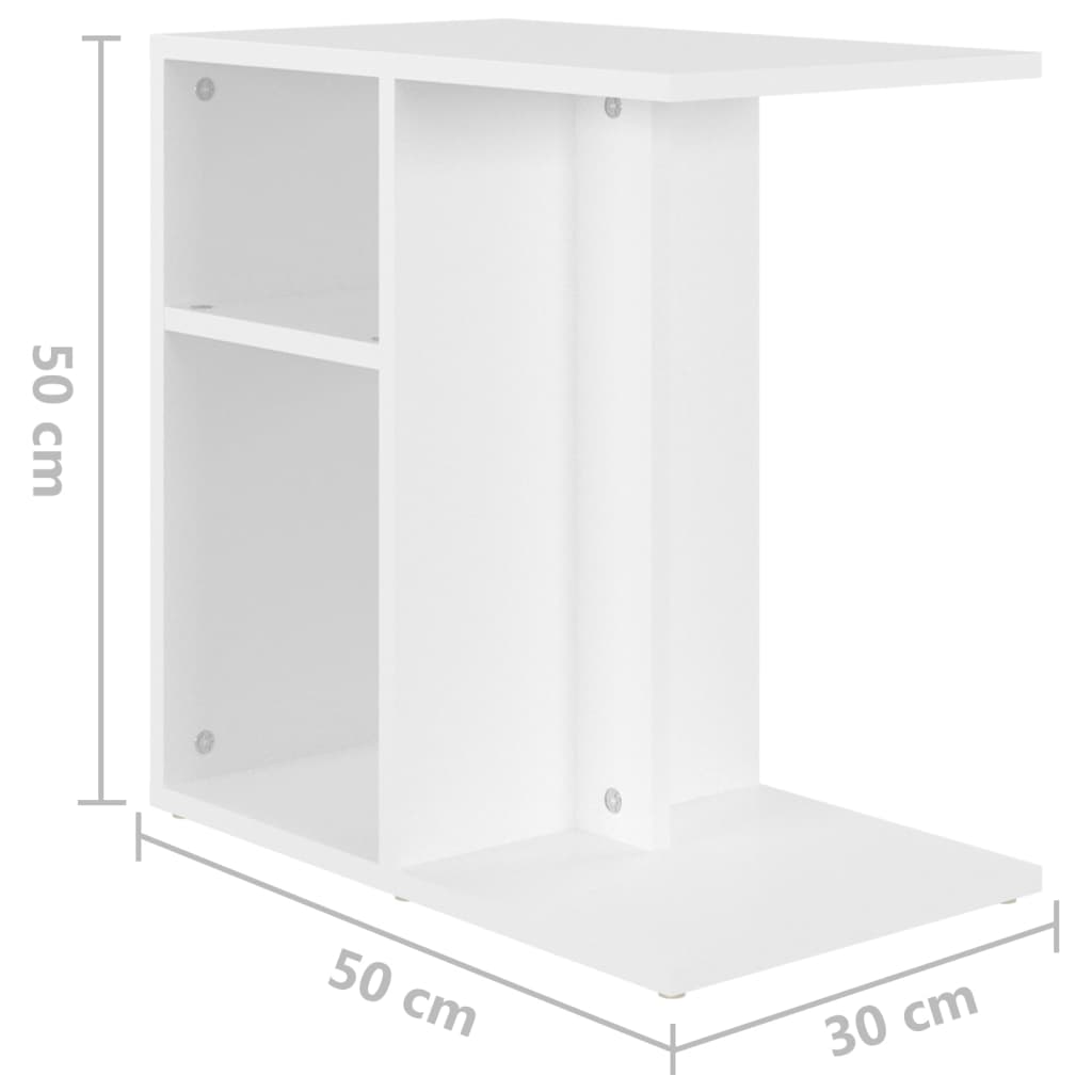 vidaXL Sivupöytä valkoinen 50x30x50 cm lastulevy