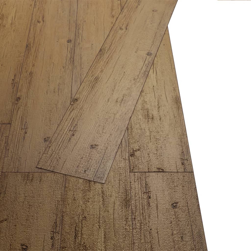 vidaXL Itsekiinnittyvät PVC-lattialankut 2,51 m² 2 mm pähkinänruskea