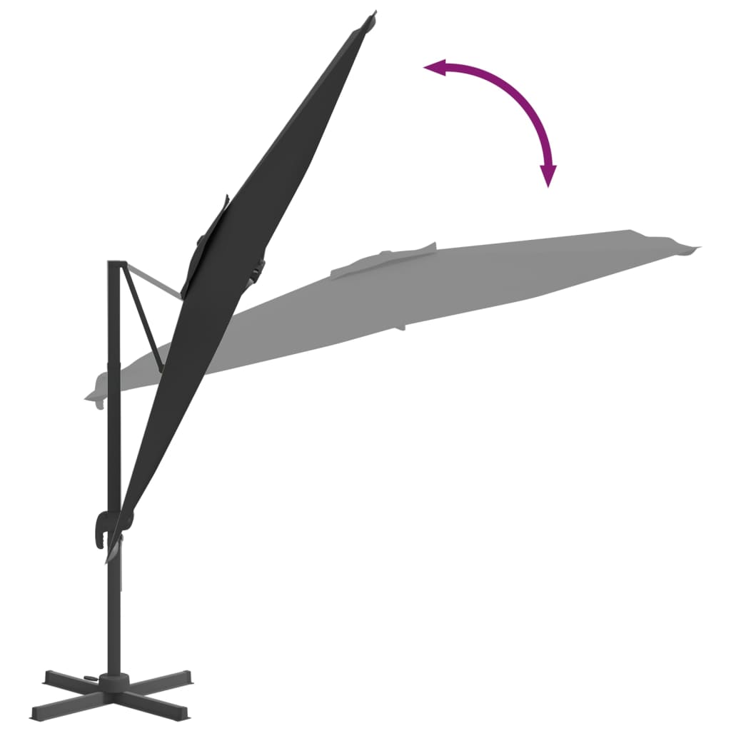 vidaXL Riippuva LED-aurinkovarjo musta 400x300 cm
