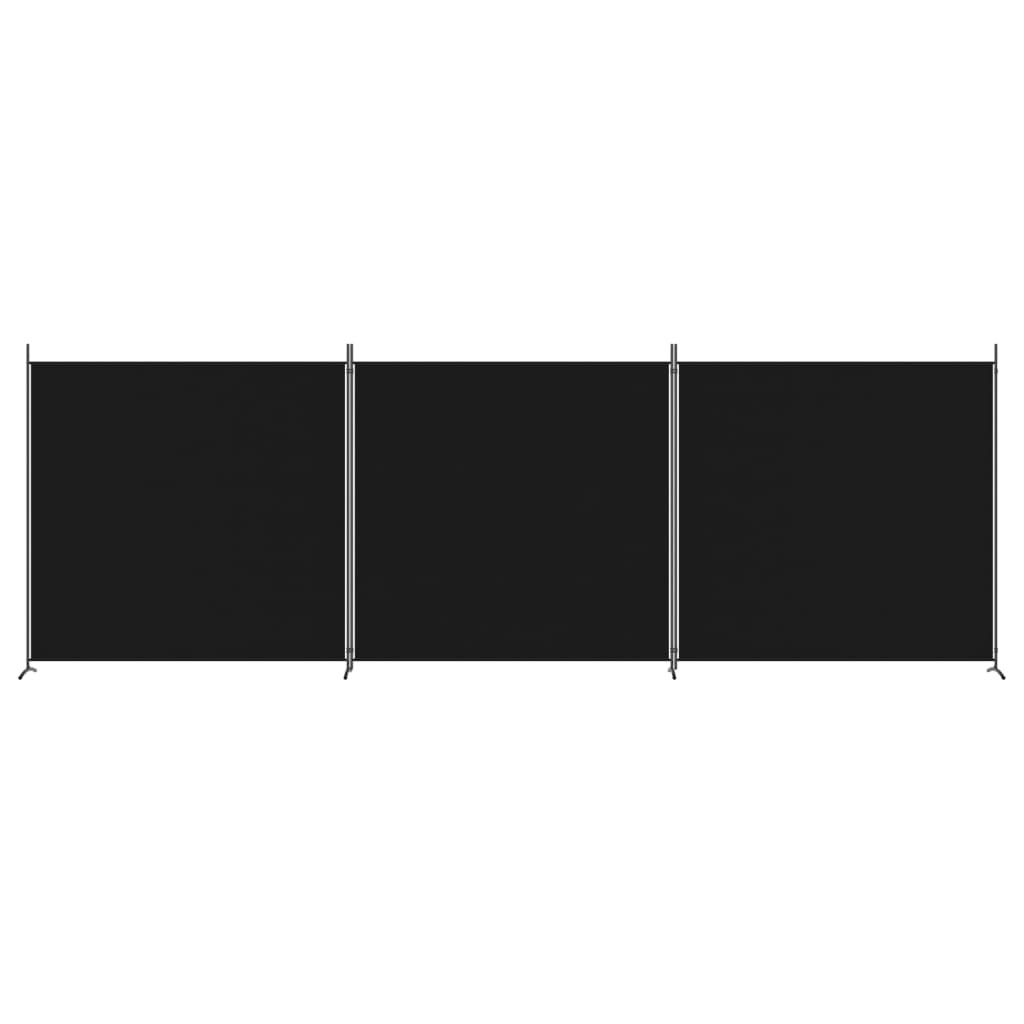 vidaXL 3-paneelinen Tilanjakaja musta 525x180 cm kangas