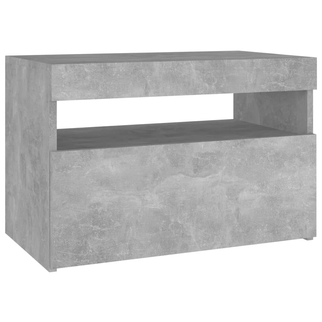 vidaXL Yöpöytä LED-valoilla betoninharmaa 60x35x40 cm