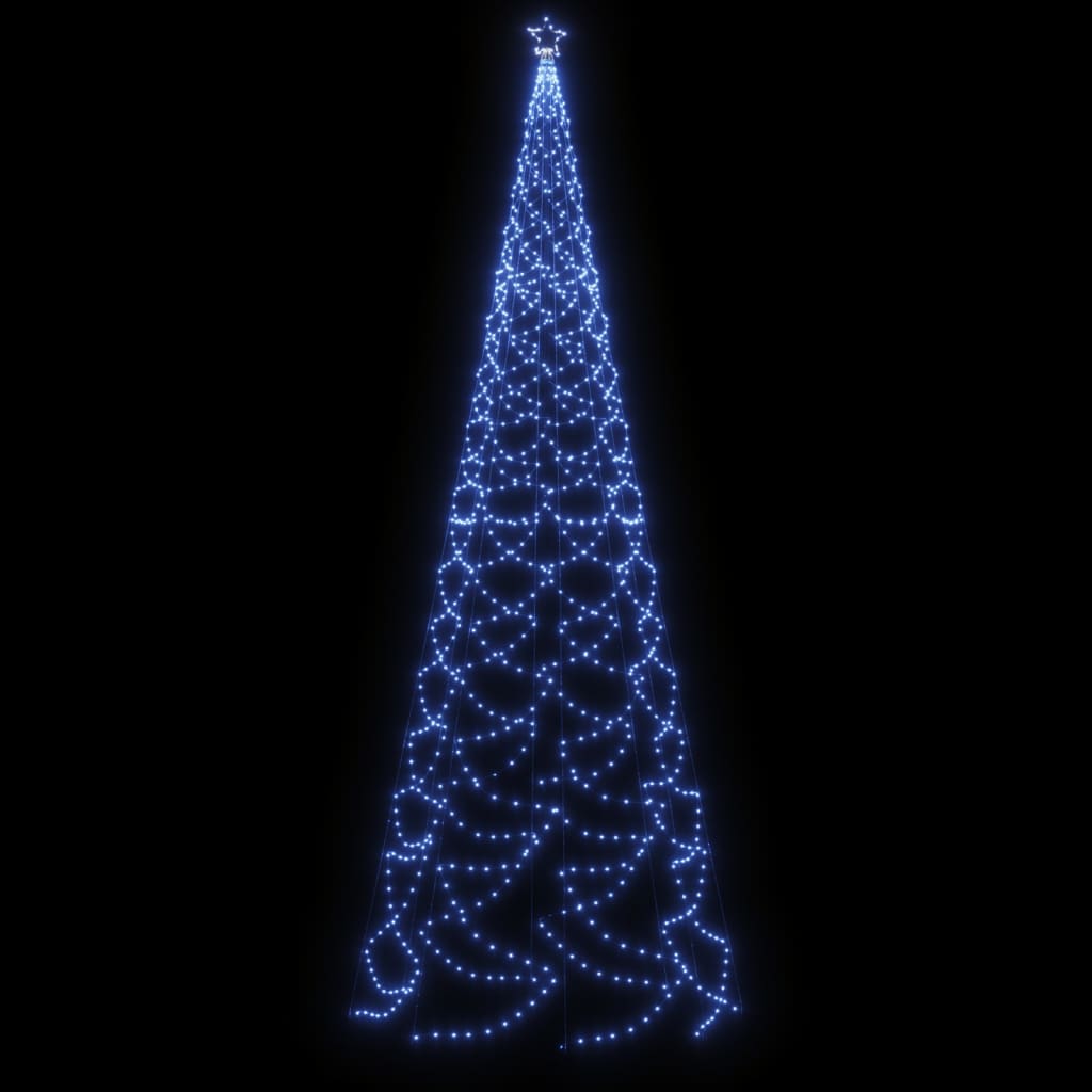vidaXL Joulukuusi metallitolpalla 1400 LED-valolla sininen 5 m
