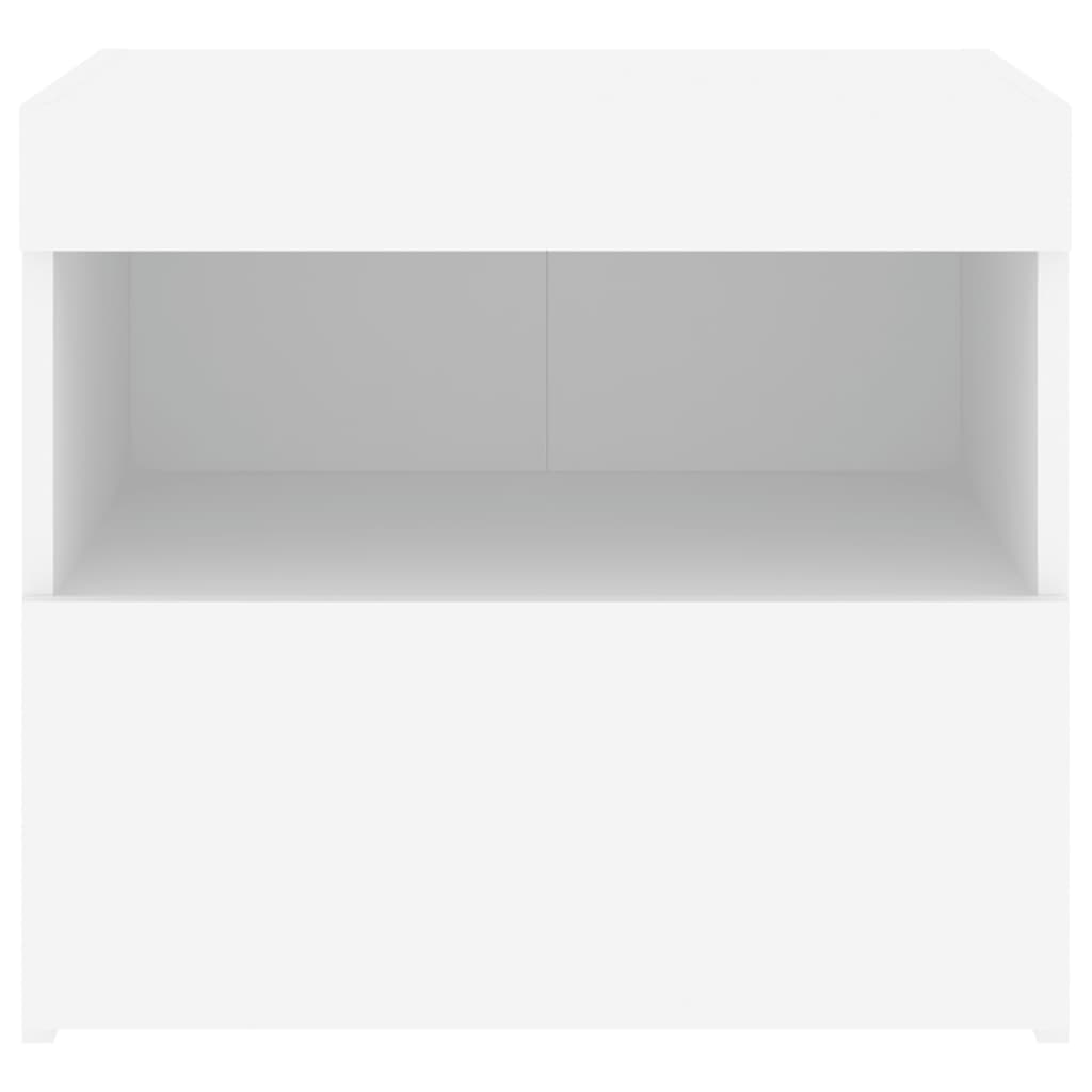 vidaXL Yöpöytä LED-valoilla valkoinen 50x40x45 cm