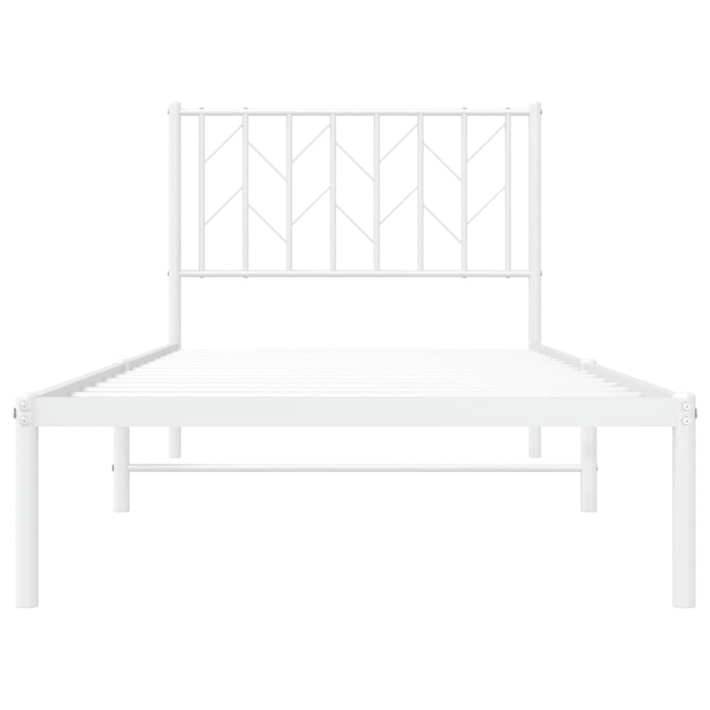 vidaXL Metallinen sängynrunko päädyllä valkoinen 90x190 cm