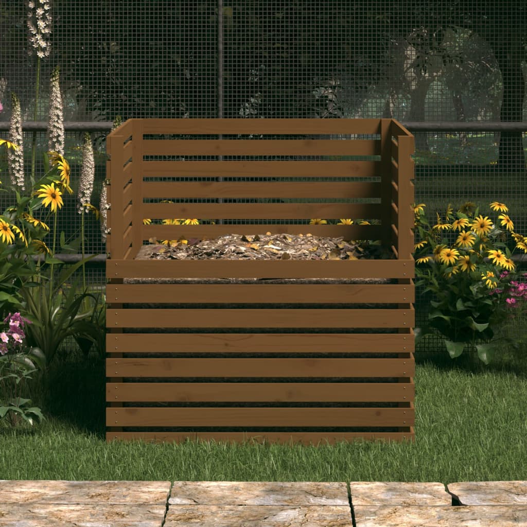 vidaXL Komposti hunajanruskea 100x100x102 cm täysi mänty