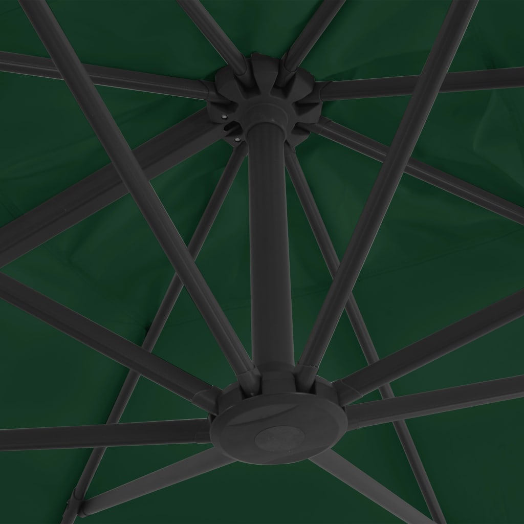 vidaXL Riippuva aurinkovarjo alumiinipylväällä 400x300 cm vihreä