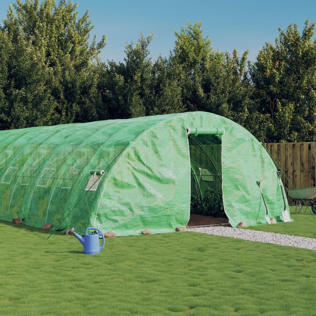 vidaXL Kasvihuone teräsrungolla vihreä 30 m² 6x5x2,3 m