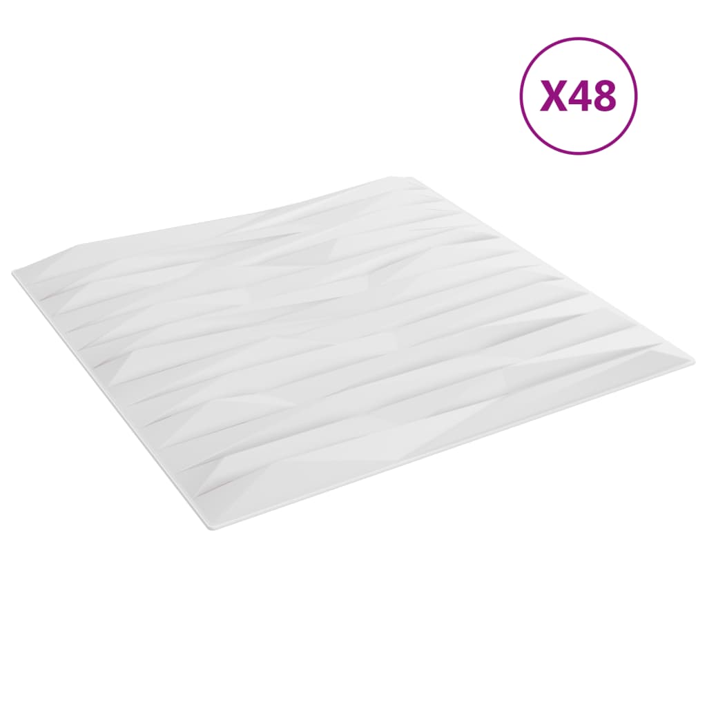 vidaXL Seinäpaneelit 48 kpl valkoinen 50x50 cm XPS 12 m² kivi