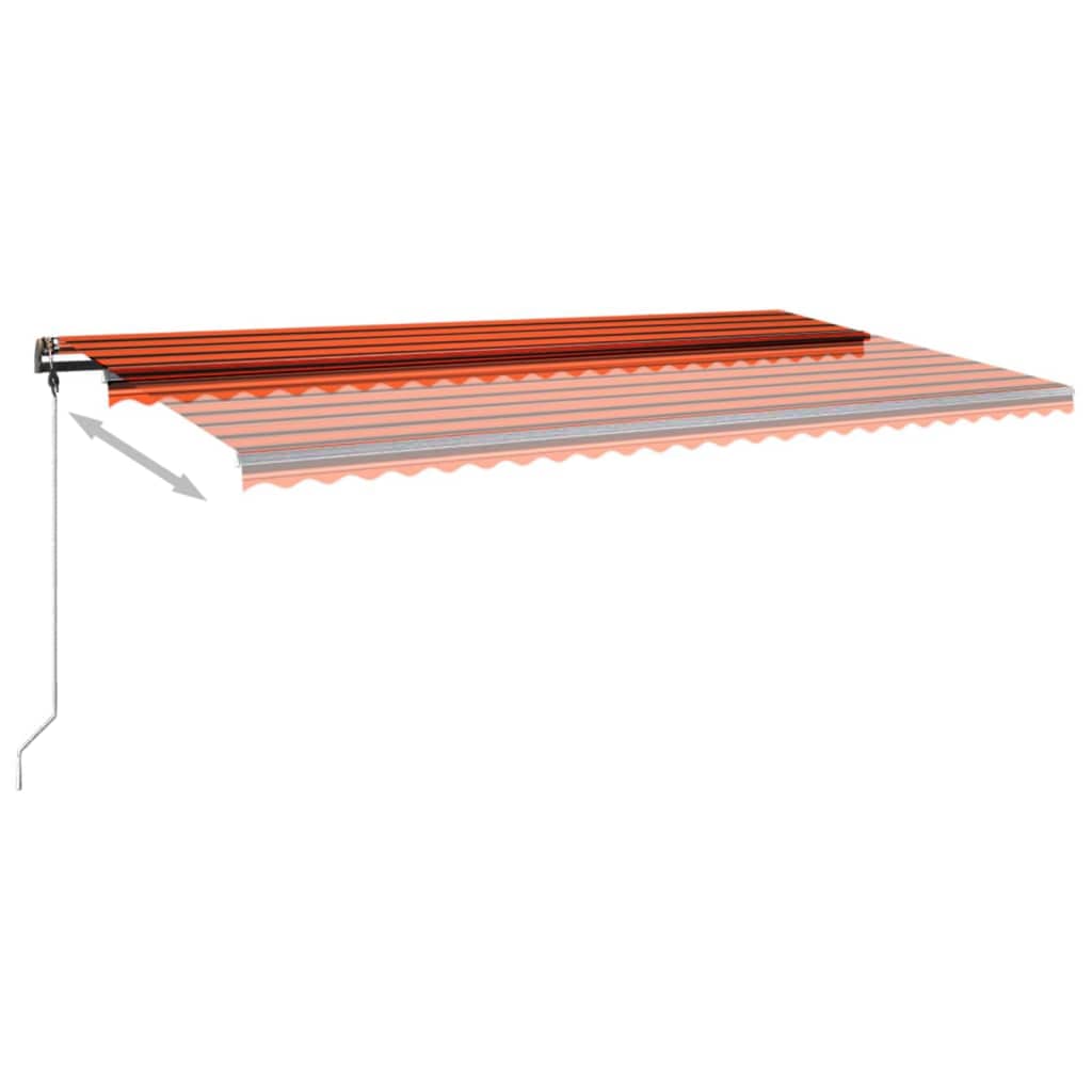 vidaXL Käsin sisäänkelattava markiisi LEDillä 600x300 cm oranssiruskea