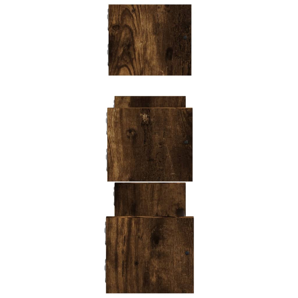 vidaXL 3-osainen seinähyllysarja tangoilla savutammi tekninen puu