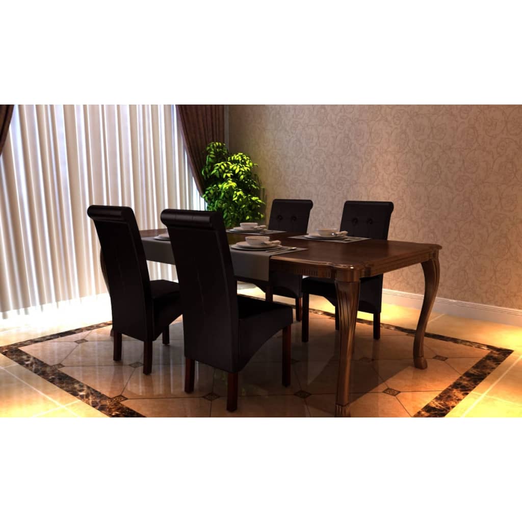 vidaXL Ruokapöydän tuolit 4 kpl ruskea keinonahka