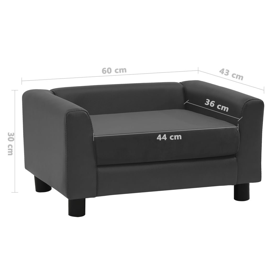 vidaXL Koiran sohva tummanharmaa 60x43x30 cm plyysi ja keinonahka