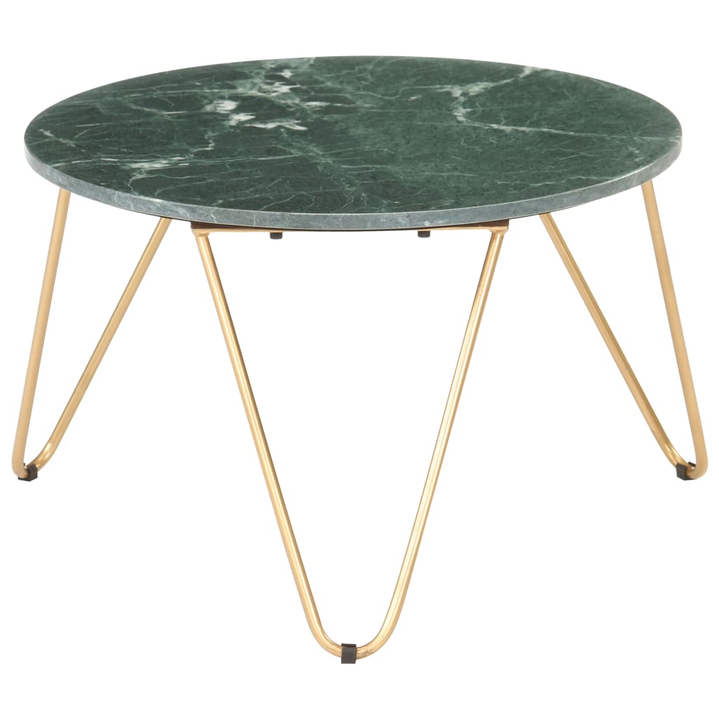 vidaXL Sohvapöytä vihreä 65x65x42 cm aito kivi marmorikuviolla