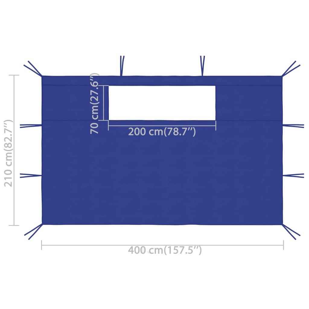 vidaXL Huvimajan sivuseinät ikkunoilla 2 kpl 4x2,1 m sininen 70 g/m²