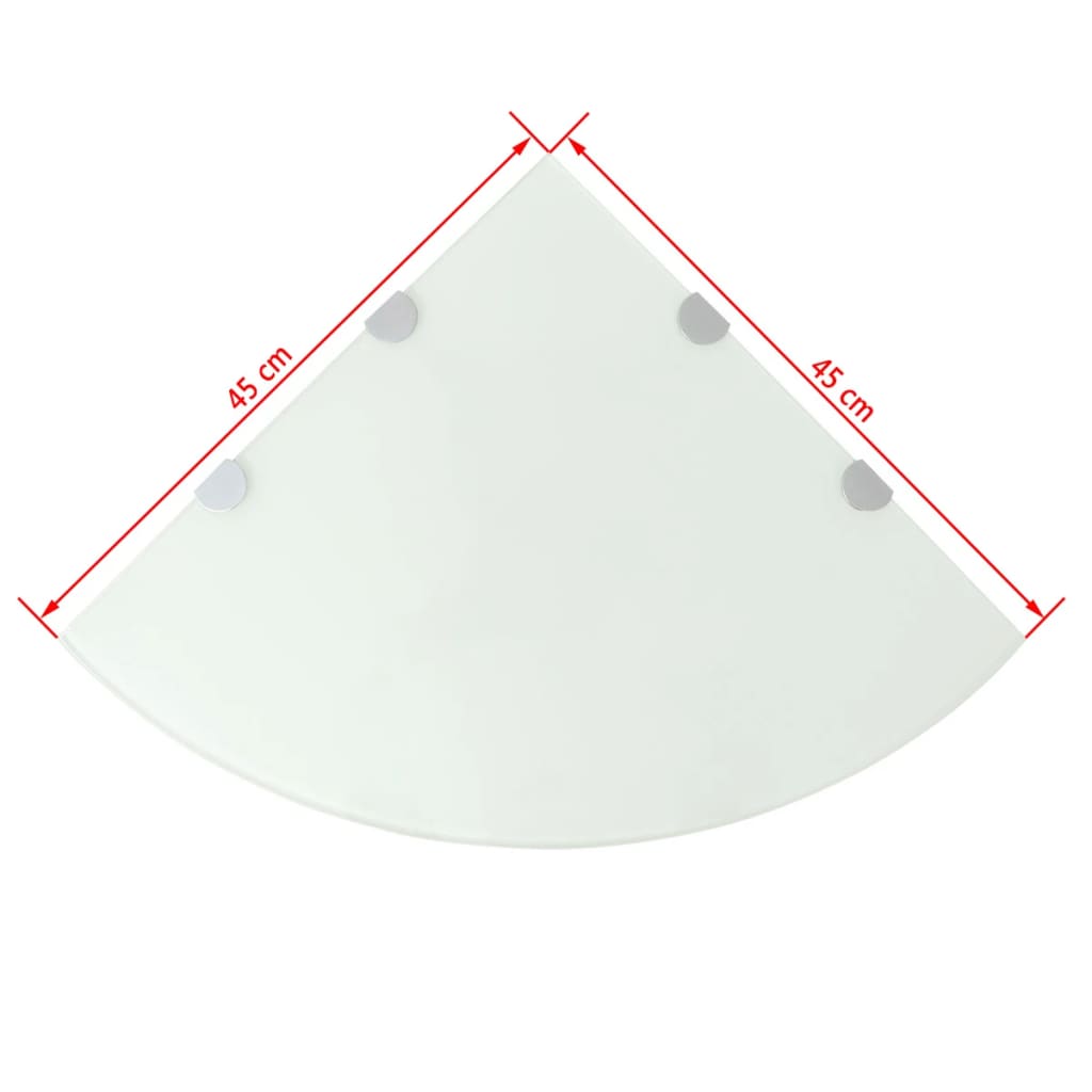 vidaXL Kulmahylly kromisilla kiinnikkeillä Valkoinen lasi 45x45 cm