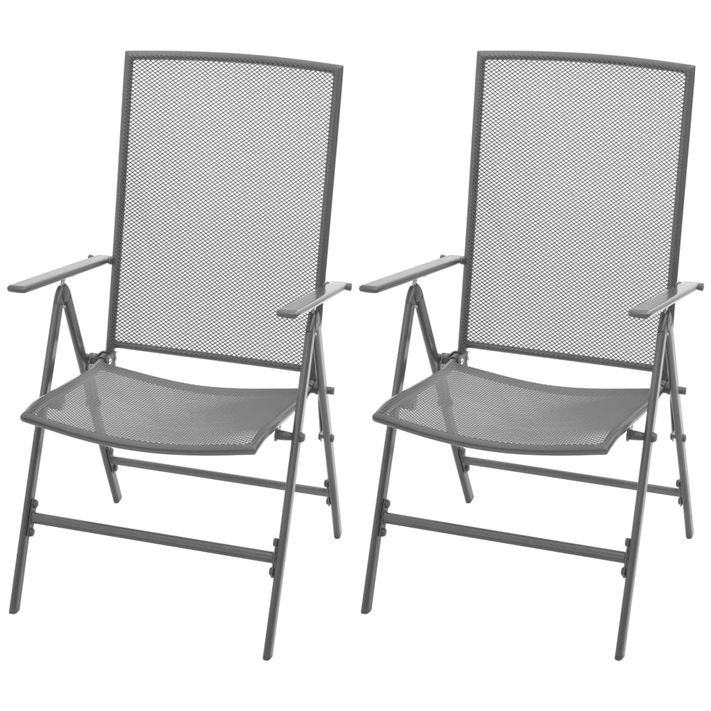 vidaXL 3-osainen Bistrokalustesarja taittuvat tuolit teräs antrasiitti
