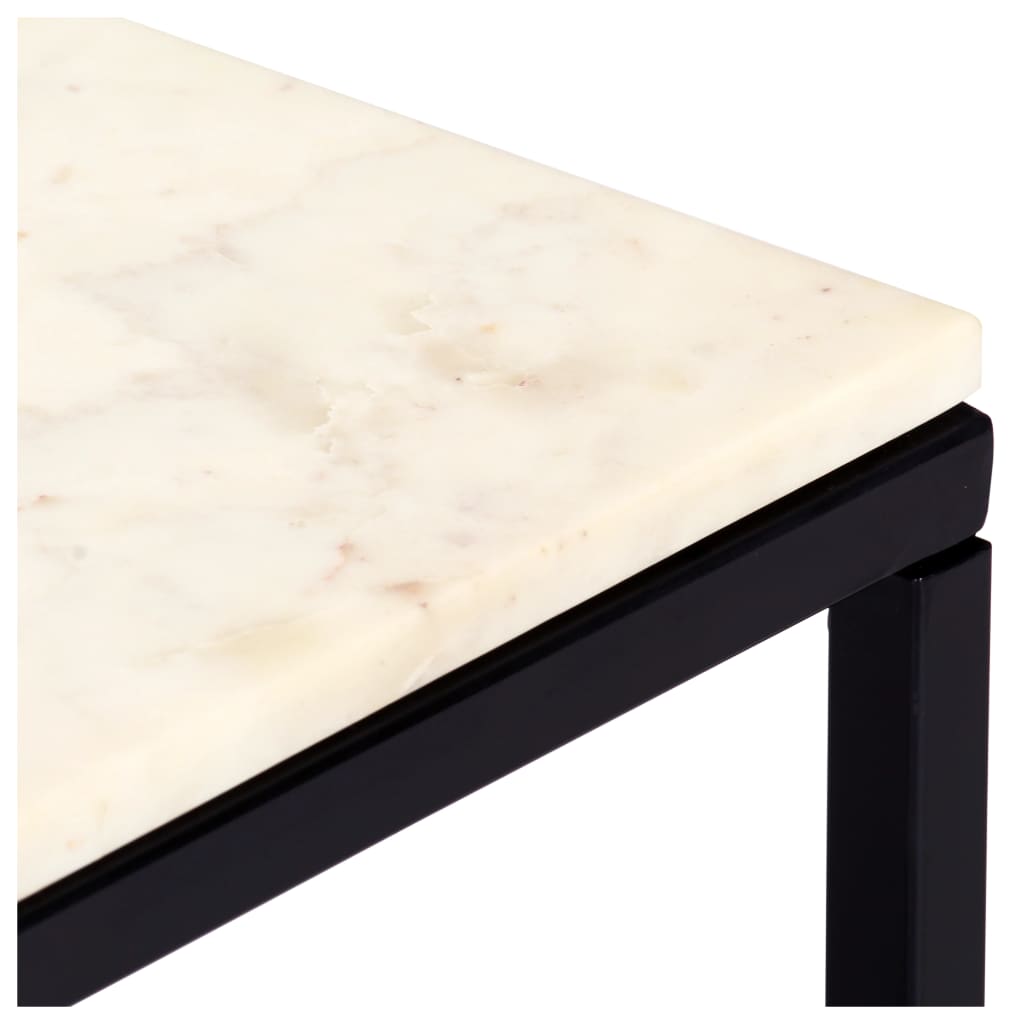 vidaXL Sohvapöytä valkoinen 60x60x35 cm aito kivi marmorikuviolla