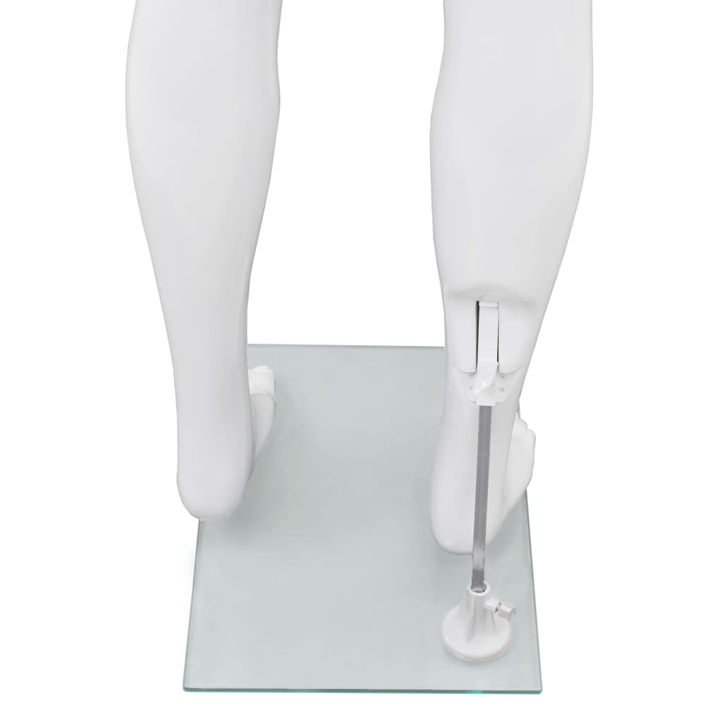 vidaXL Aidon kokoinen miesmallinukke lasijalustalla valkoinen 185 cm