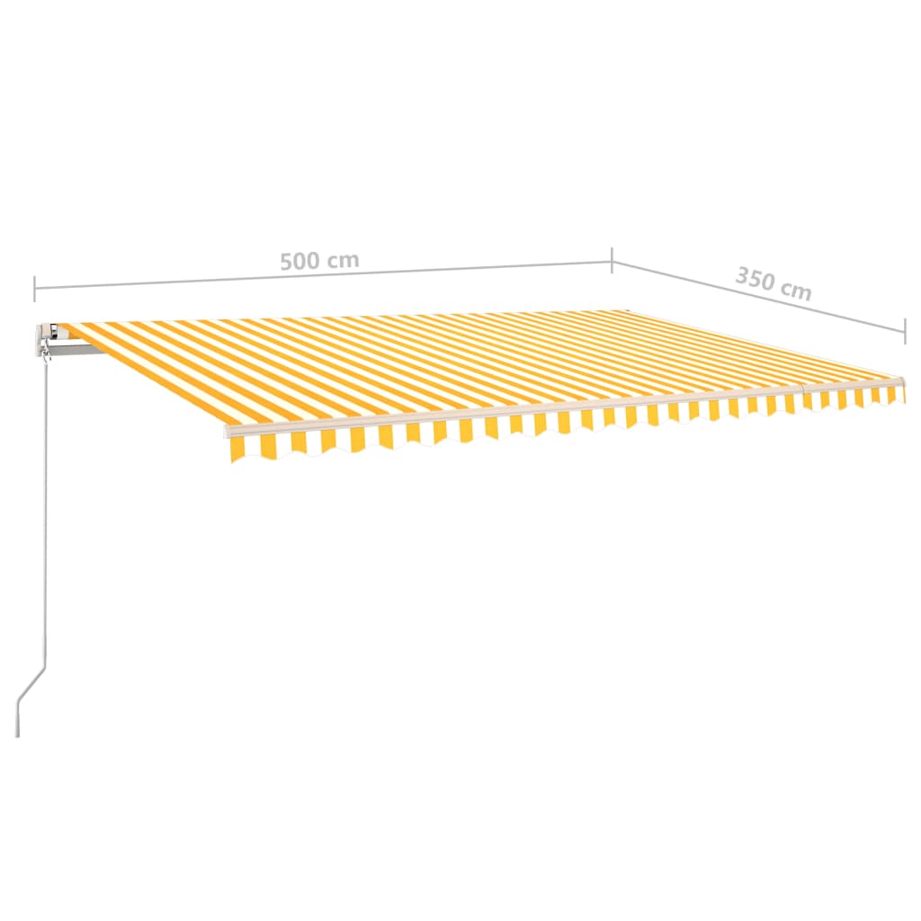 vidaXL Manuaalisesti kelattava markiisi tolpilla 5x3,5m keltavalkoinen