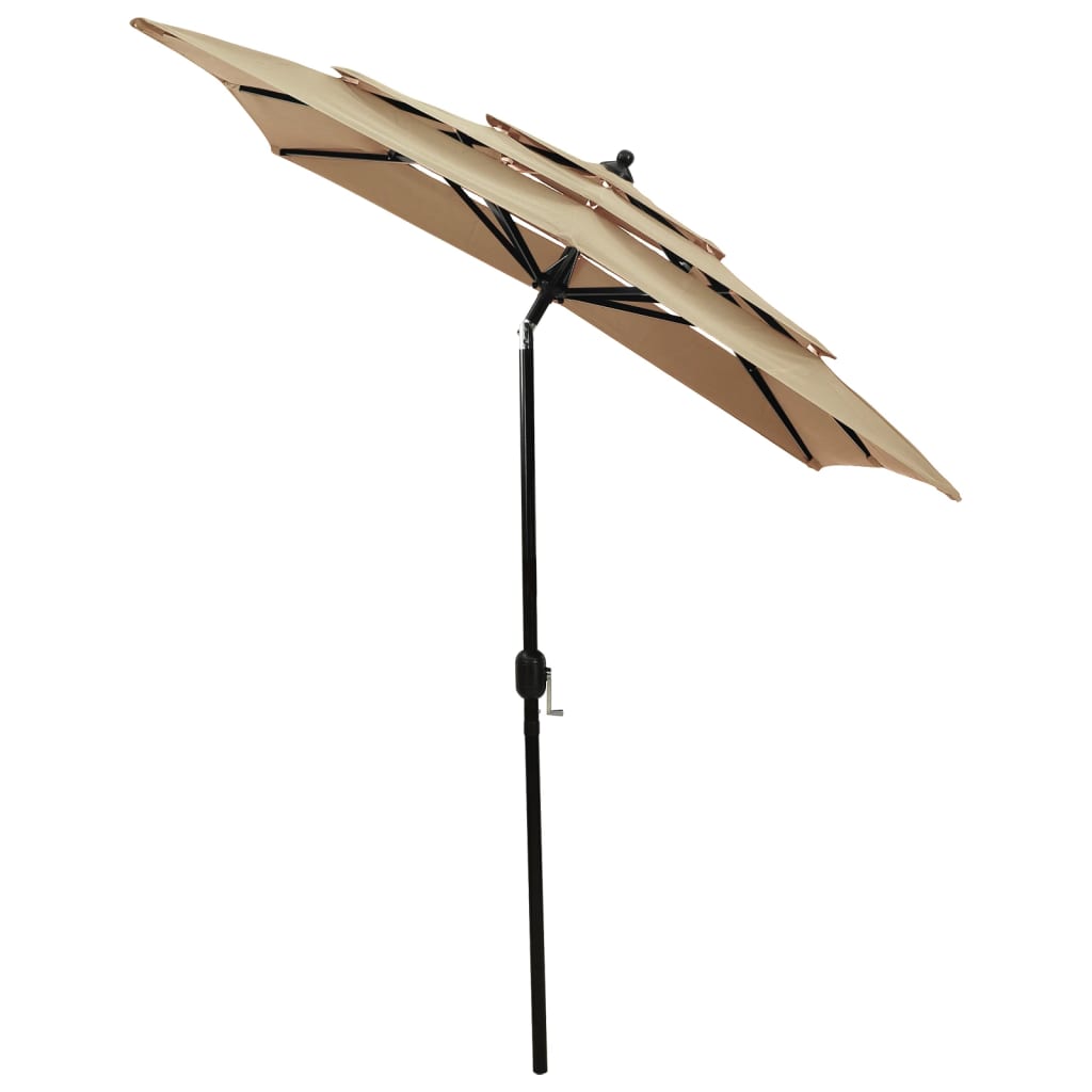 vidaXL 3-tasoinen aurinkovarjo alumiinitanko harmaanruskea 2x2 m