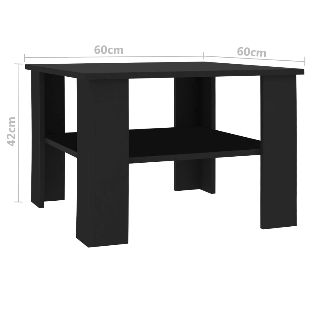 vidaXL Sohvapöytä musta 60x60x42 cm lastulevy