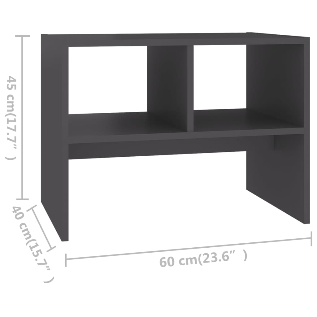 vidaXL Sivupöytä harmaa 60x40x45 cm lastulevy