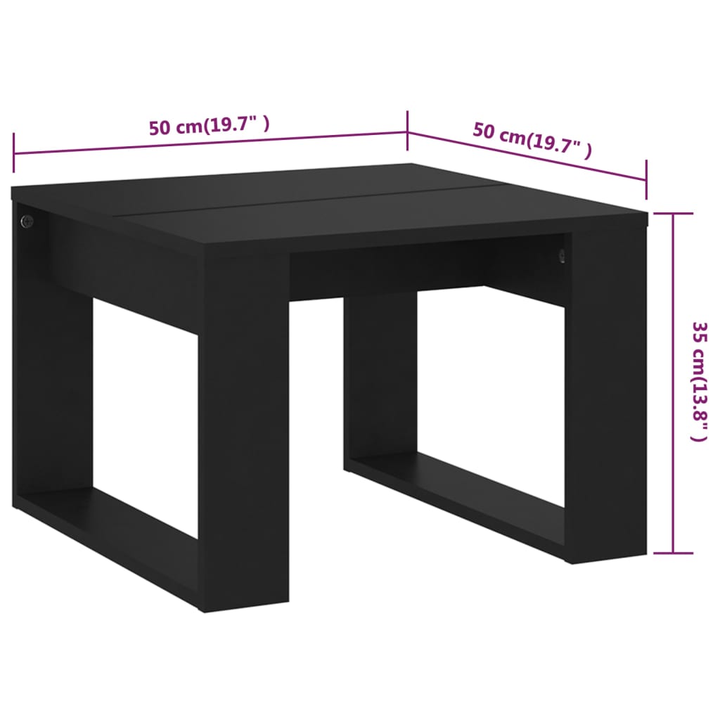vidaXL Sivupöytä musta 50x50x35 cm lastulevy