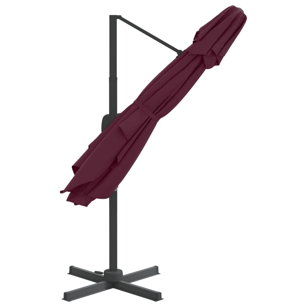vidaXL Riippuva kaksois-aurinkovarjo viininpunainen 400x300 cm