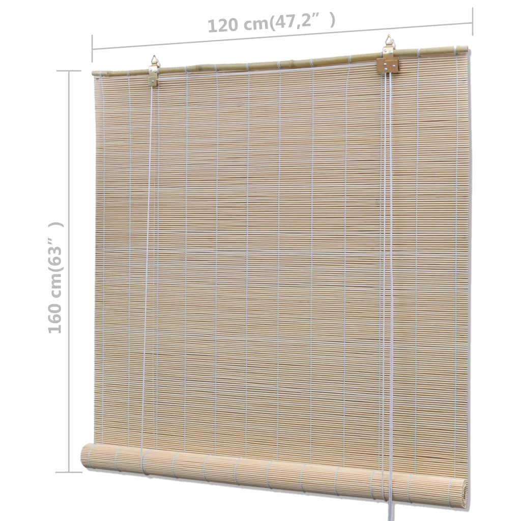 vidaXL Luonnolliset bambu rullaverhot 2 kpl 120x160 cm