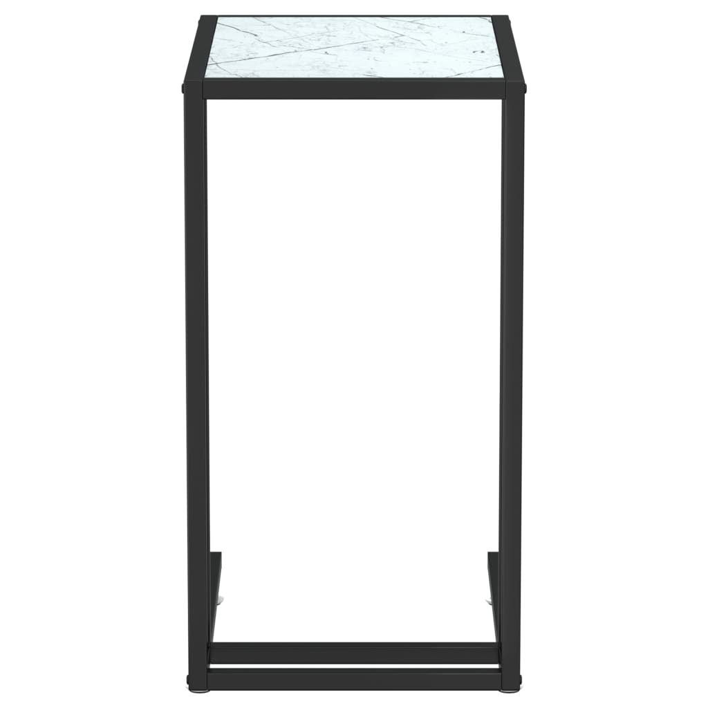vidaXL Sivupöytä läppärille valk. marmori 50x35x65 cm karkaistu lasi