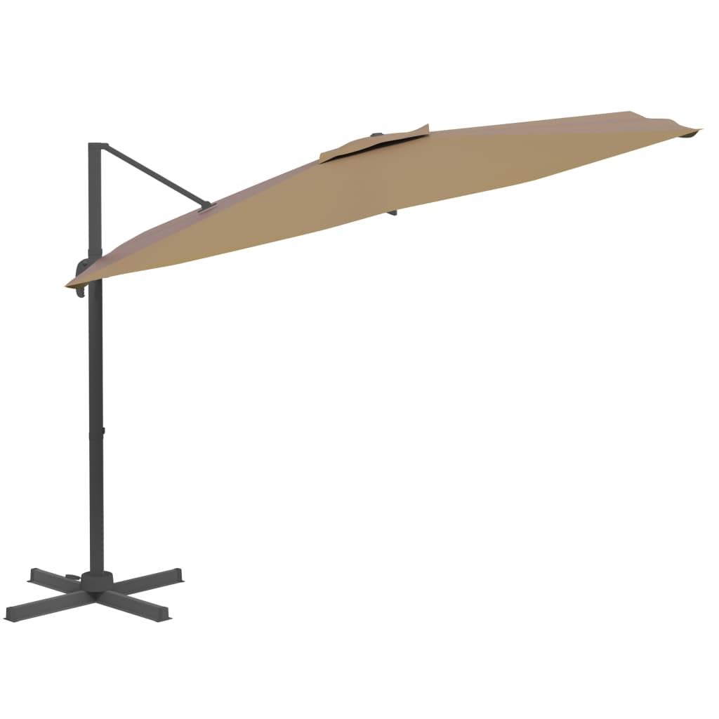 vidaXL Riippuva aurinkovarjo alumiinipylväällä taupe 300x300 cm