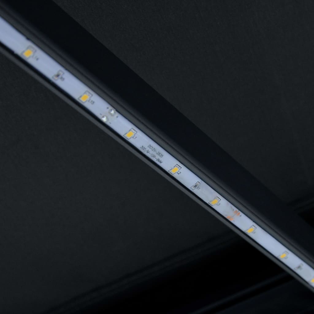 vidaXL Manuaalisesti kelattava markiisi LEDillä 400x300 cm antrasiitti